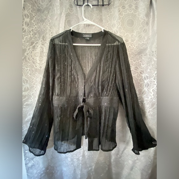 Elementz Women’s transparent with sparkles black top Size Large On Sale now 🎁 - Picture 6 of 6